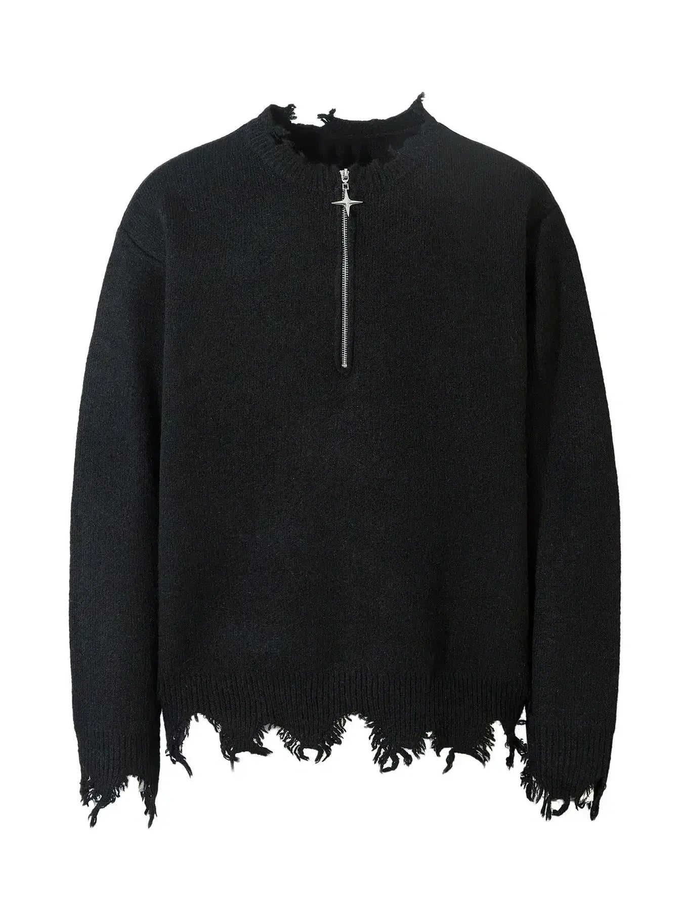 Men's Distressed Hem Half-Zip Sweater - Byyde