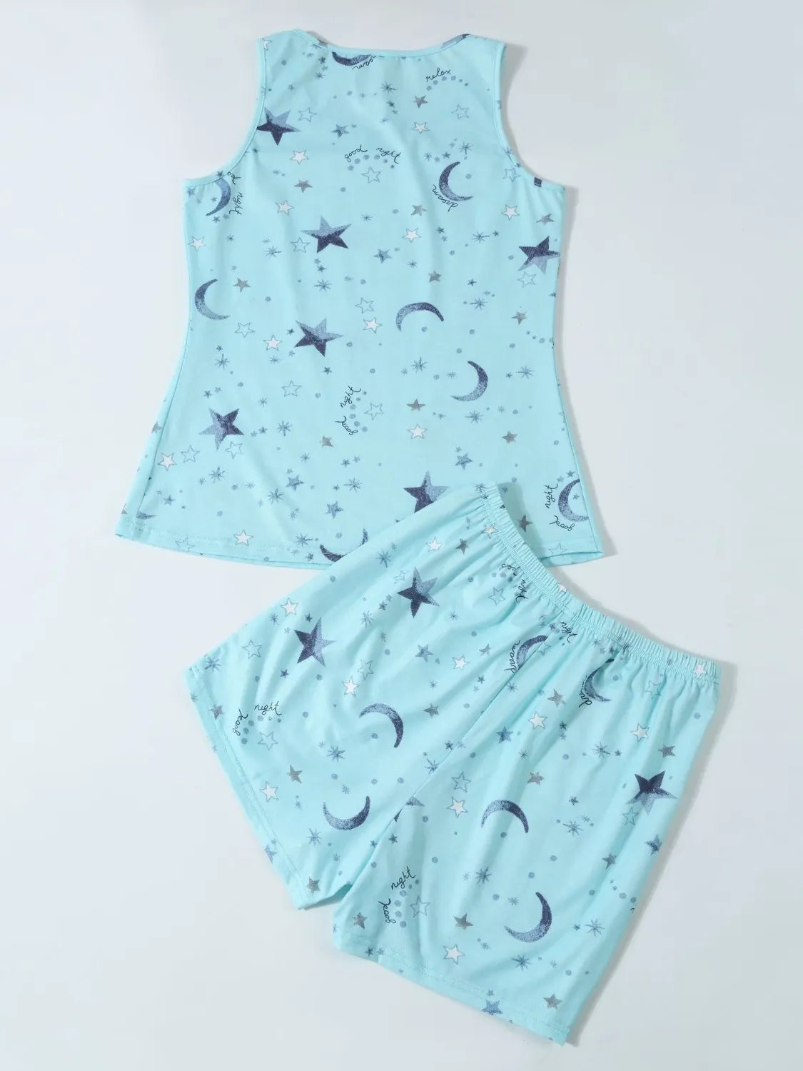 Printed Round Neck Top and Shorts Lounge Set - Byyde