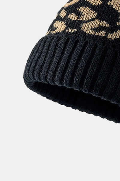 Leopard Pom-Pom Cuffed Beanie - Byyde