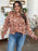 Double Take Full Size Printed Ruffle Trim Balloon Sleeve Shirt - Byyde