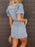 Button-Up Puff Sleeve Denim Shirt Dress - Byyde