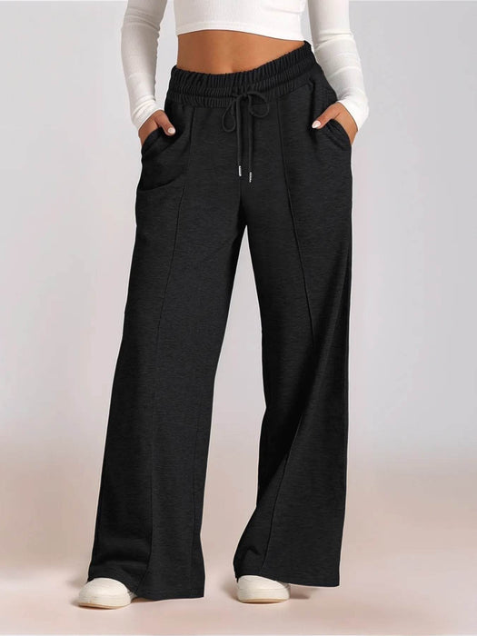 Full Size Drawstring Relaxed Fit Wide Leg Pants Plus Size - Byyde