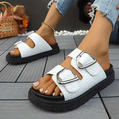 Double Buckle Platform Sandals - Byyde