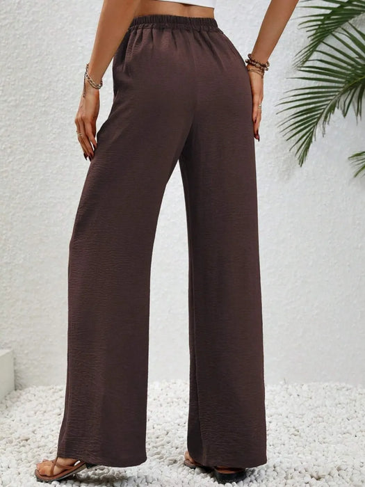 Wide Leg Drawstring Pants - Byyde