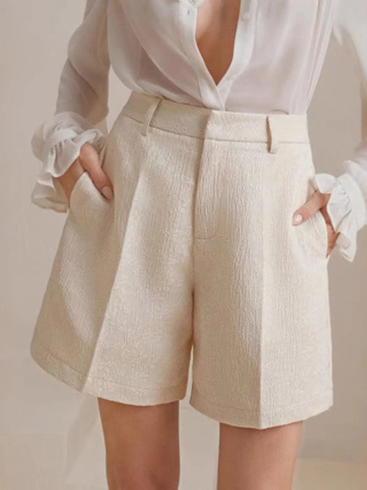 High-Waist Textured Shorts - Byyde