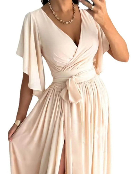Flutter Sleeve Surplice Tie Waist Dress - Byyde