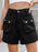 High Waist Cargo Denim Shorts with Multi Pockets - Byyde