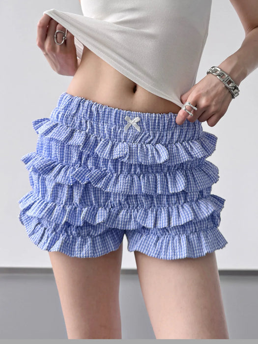 Plaid Ruffled Layered Shorts - Byyde