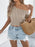 Openwork Single Shoulder Short Sleeve Knit Top - Byyde
