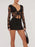 Tied Plunge Long Sleeve Lace Cropped Shirt - Byyde