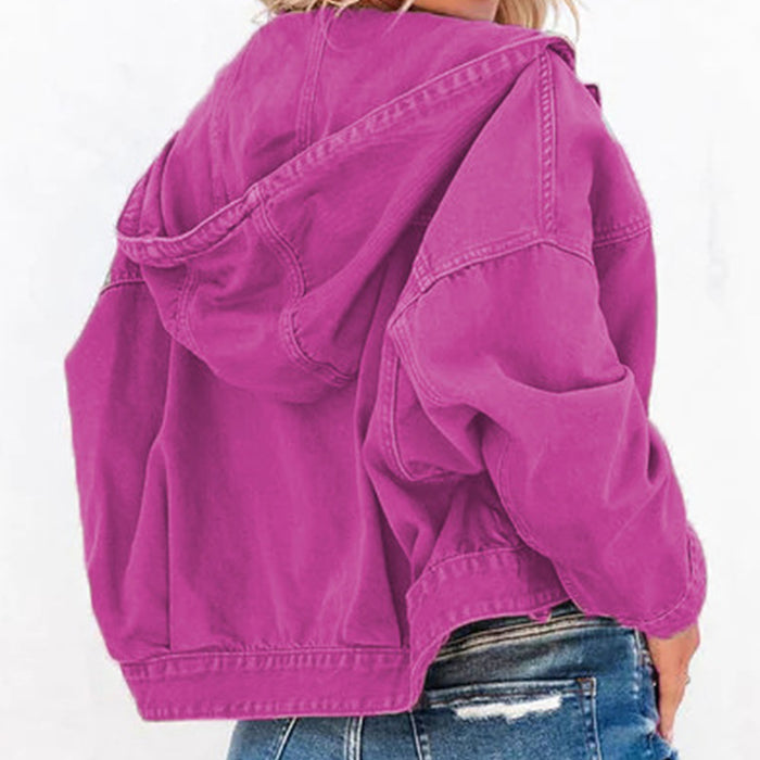 Hooded Dropped Shoulder Denim Jacket - Byyde