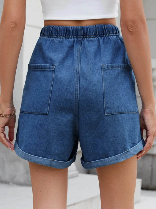 Drawstring Wash Denim Shorts - Byyde