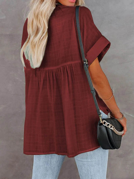 Full Size Oversized Notched Casual Shirt Plus Size - Byyde