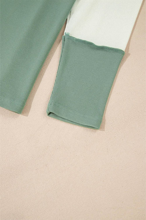 Color Block Round Neck Raglan Sleeve Top - Byyde