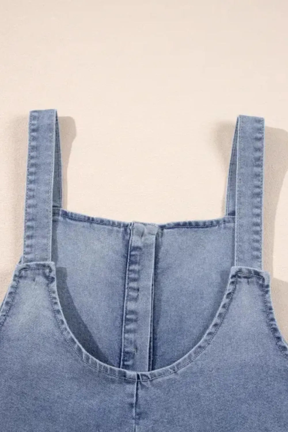 Wide Strap Denim Overalls with Pockets - Byyde