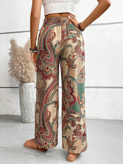 Printed Wide Leg Pants - Byyde
