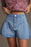 Pleated Patchwork Panel Lightweight Denim Shorts - Byyde