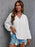 Crochet Tassel Tie Neck Long Sleeve Blouse - Byyde