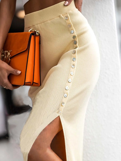 Slit Elastic Waist Skirt - Byyde