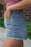Pearl Beaded Raw Hem Wash Denim Shorts - Byyde