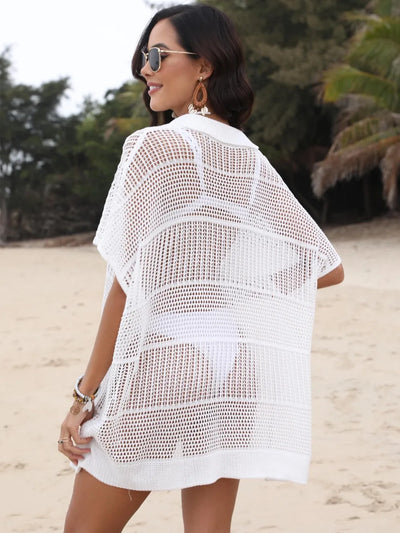 Hollow Out Collared Neck Cover-Up - Byyde