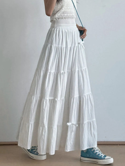Tiered Elastic Waist Maxi Skirt - Byyde