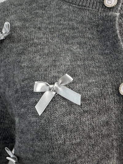 Bow Button Up Long Sleeve Cardigan - Byyde