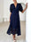 Eyelet Lace V-Neck Midi Dress with Puff Sleeves - Byyde