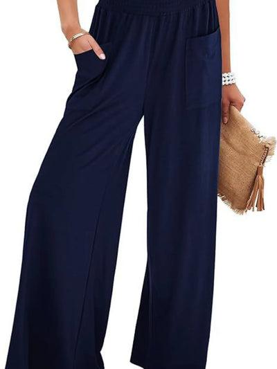 High-Waisted Wide Leg Pants with Pockets - Byyde