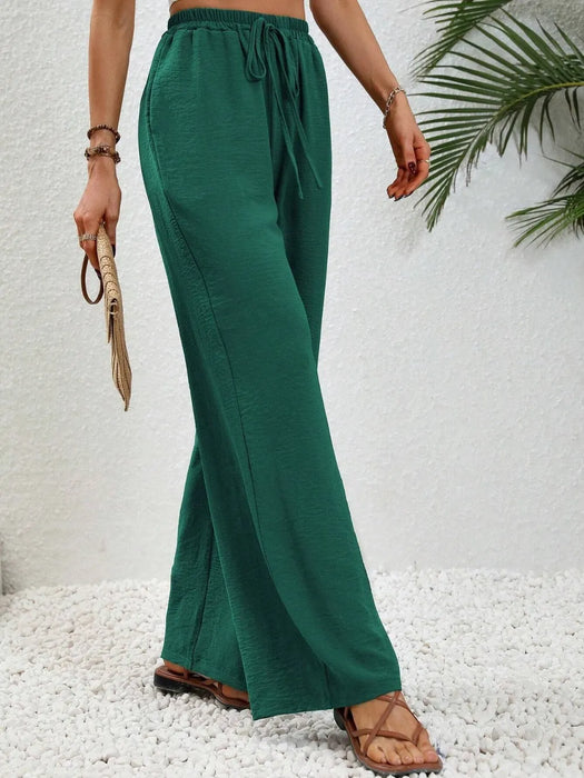 Wide Leg Drawstring Pants - Byyde
