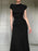 Ruched Slit Cap Sleeve Maxi Dress - Byyde