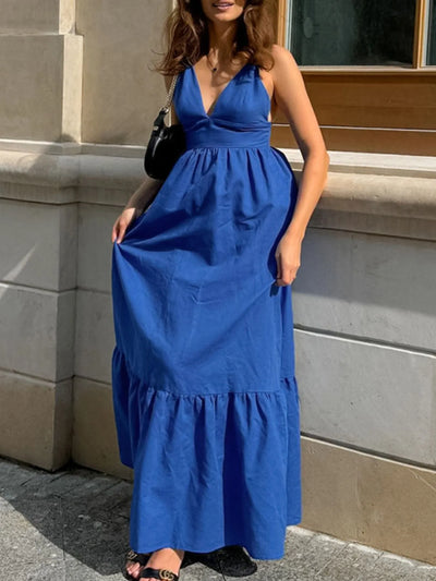 V-Neck Tiered Maxi Cami Dress - Byyde