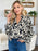 Double Take Full Size Printed Ruffle Trim Balloon Sleeve Shirt - Byyde