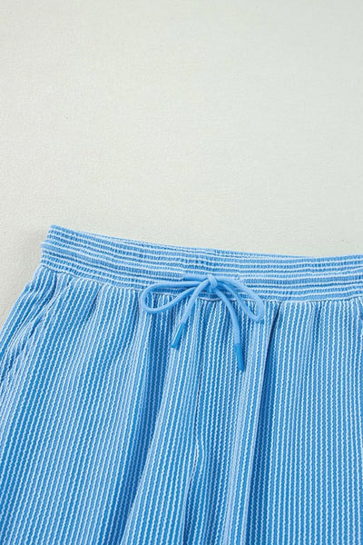 Ribbed Knit Round Neck Top and Pants Casual Set - Byyde