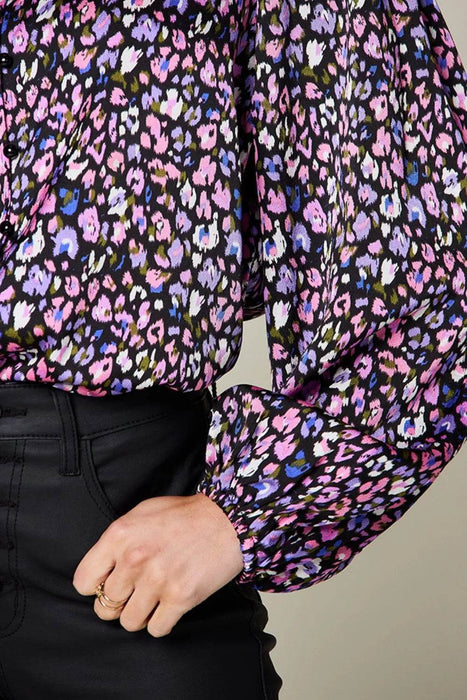 Double Take Full Size Printed Balloon Sleeve Shirt - Byyde