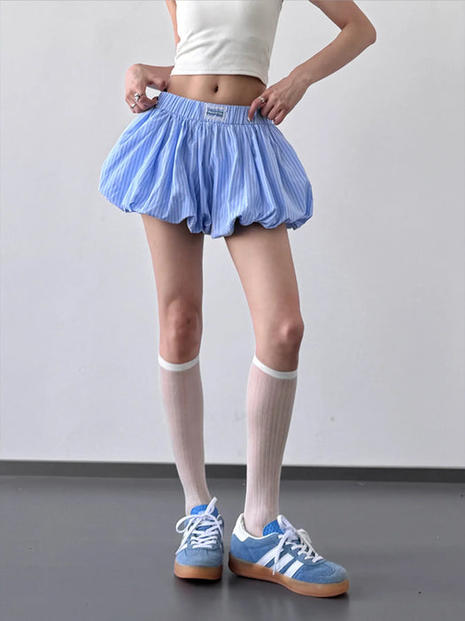 Striped Bubble Hem Casual Shorts - Byyde