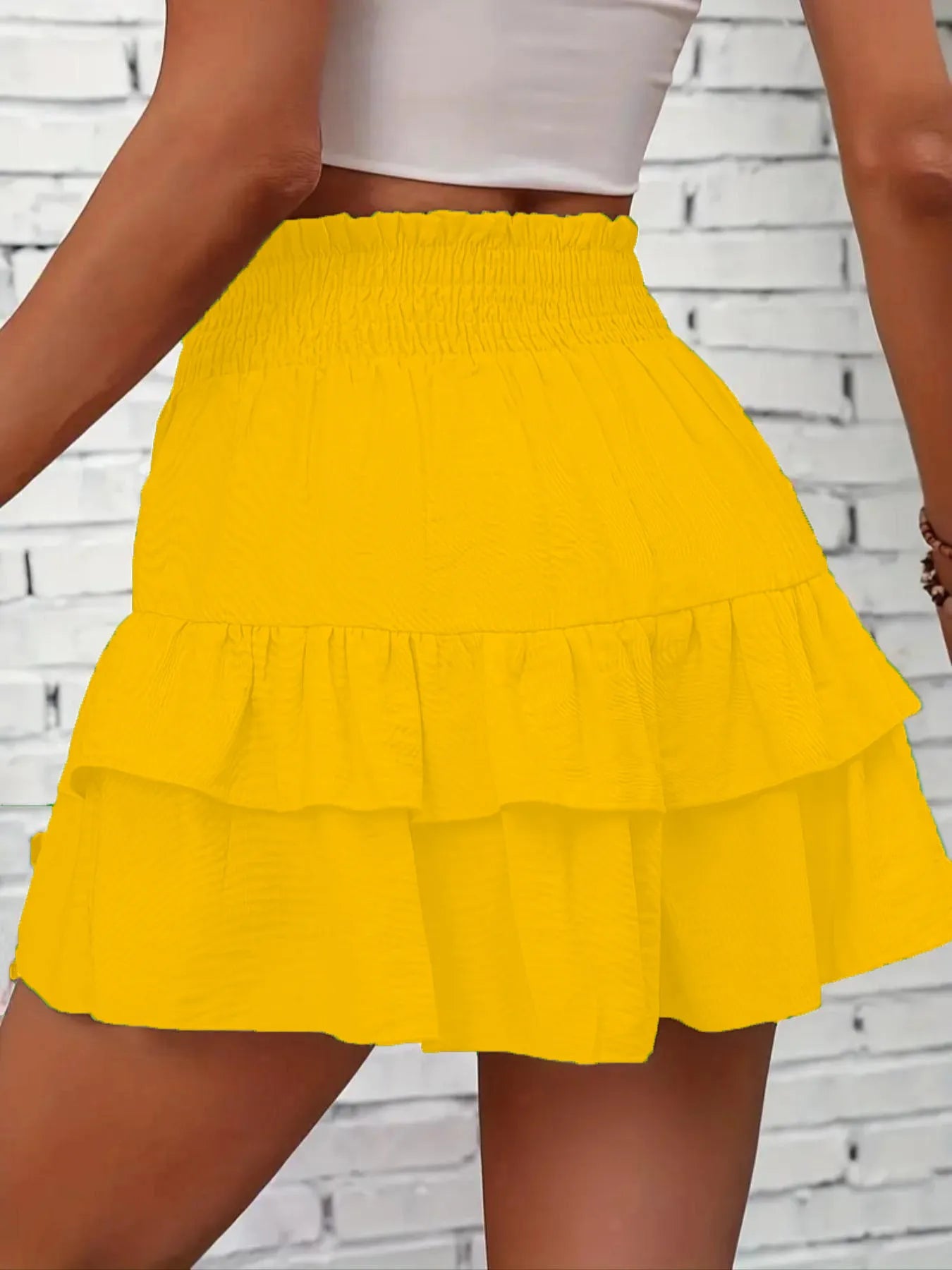 Ruffle Layered High Waist Casual Skort - Byyde