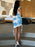 Ruffled Tie-Dye Single Shoulder Mini Dress - Byyde