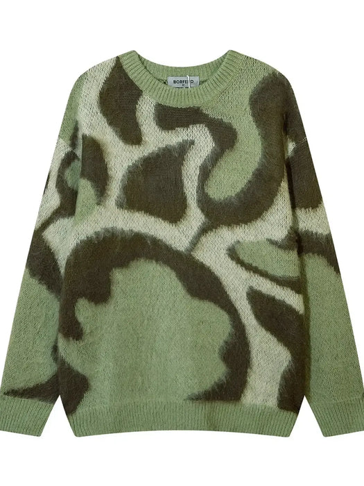 Men's Abstract Pattern Round Neck Knit Sweater - Byyde
