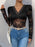 Perfee Lace V-Neck Long Sleeve Bodysuit - Byyde
