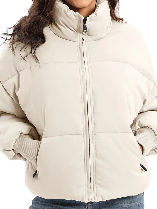 Zip Up Turtleneck Long Sleeve Puffer Jacket - Byyde