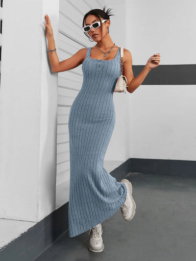 Ribbed Maxi Tank Dress - Byyde