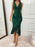 Ruffle Hem V-Neck Bodycon Dress - Byyde