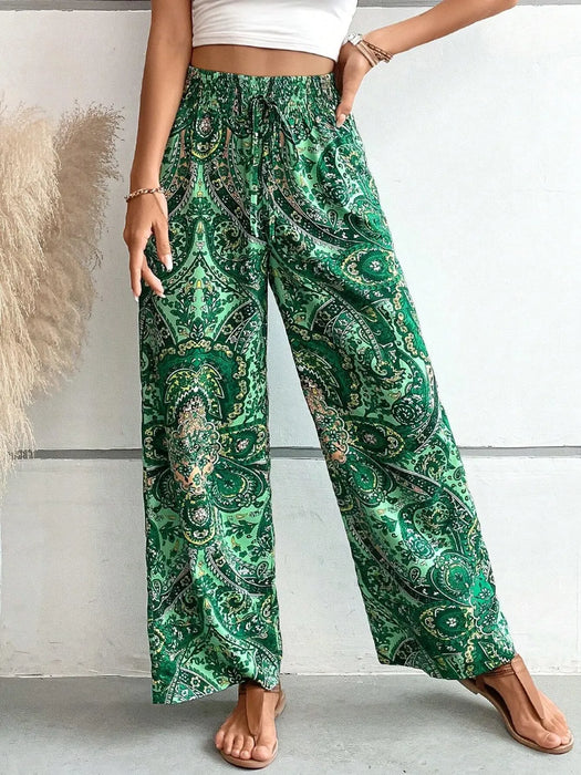 Printed Wide Leg Pants - Byyde