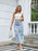 Tiered Ruffle Denim Patchwork Skirt - Byyde