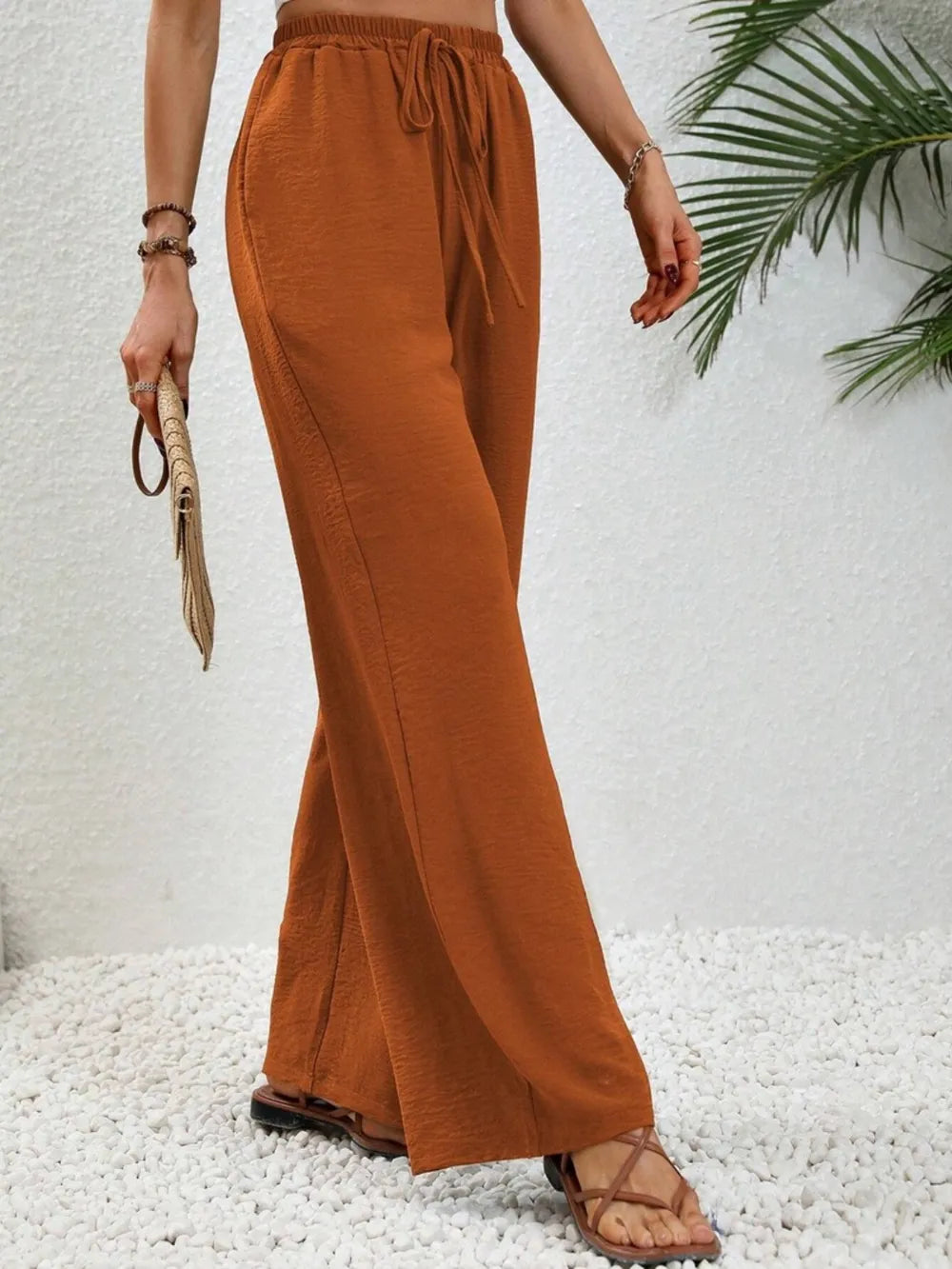 Wide Leg Drawstring Pants - Byyde