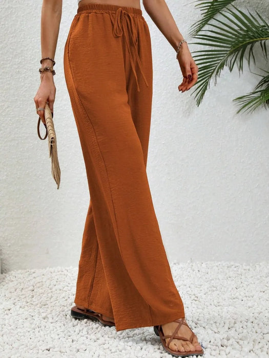 Wide Leg Drawstring Pants - Byyde
