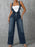 Zip Front Wide Strap Denim Overalls - Byyde