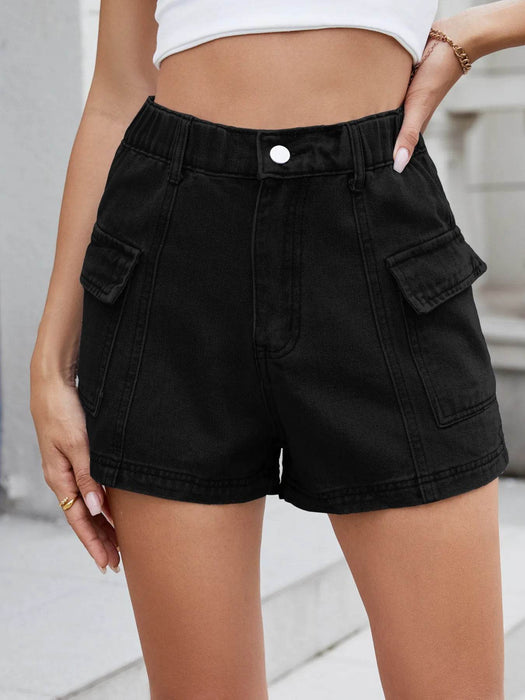 High Waist Cargo Denim Shorts - Byyde