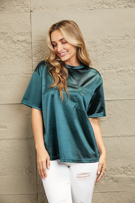 Round Neck Dropped Shoulder Top - Byyde